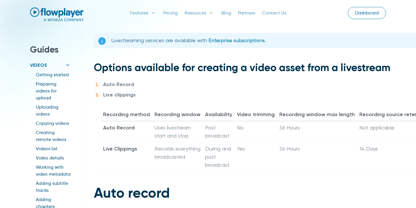 Creating video assets from a livestream | Flowplayer