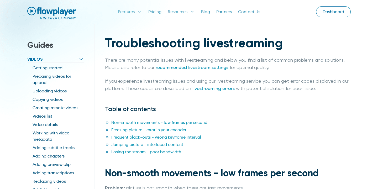 Troubleshooting livestreaming | Flowplayer